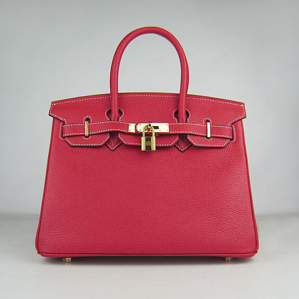 Replica Hermes Birkin 30CM Togo Leather Bag Red 6088 On Sale - Click Image to Close